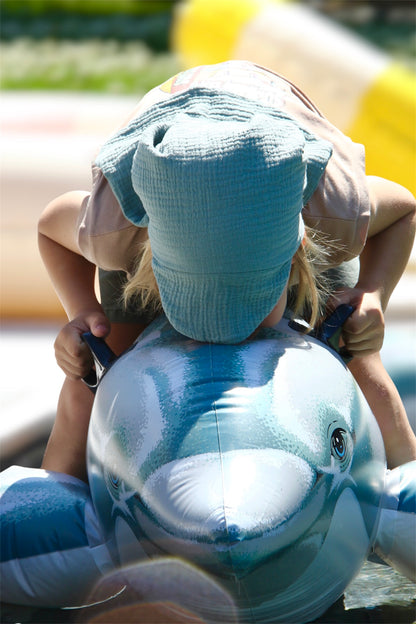 Musselin Bandana Kopftuch für Baby & Kinder | Sonnenschutz | Sonnenhut XL Nackenschutz