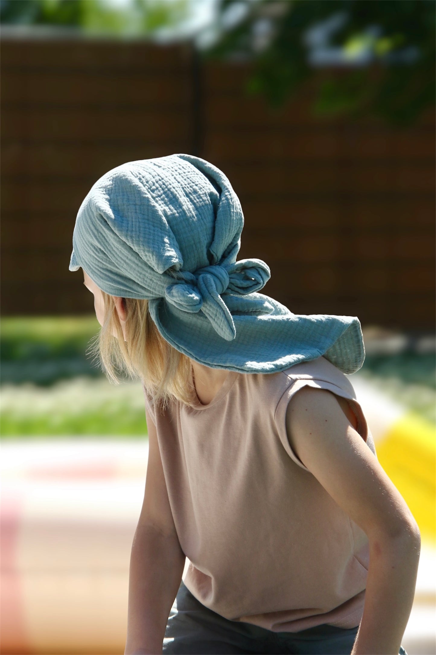 Musselin Bandana Kopftuch für Baby & Kinder | Sonnenschutz | Sonnenhut XL Nackenschutz