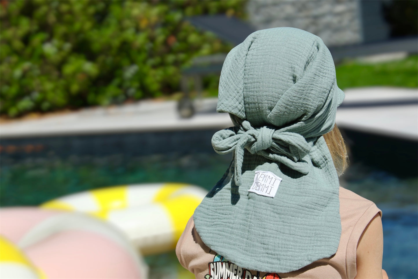 Musselin Bandana Kopftuch für Baby & Kinder | Sonnenschutz | Sonnenhut XL Nackenschutz