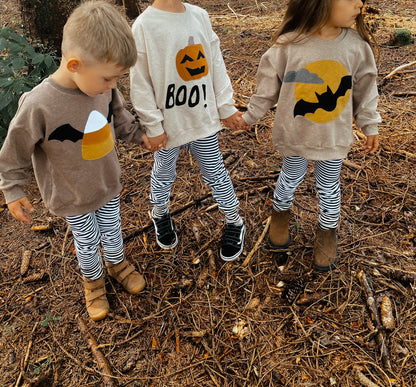 Oversized Sweater | Applikation Kürbis BOO! | Halloween