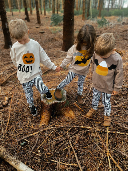 Oversized Sweater | Applikation Kürbis BOO! | Halloween