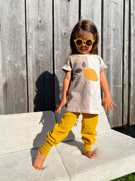 Oversized Shirt | Applikation Zitrone | Color Blocking