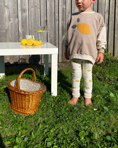 Oversized Sweater | Applikation Zitrone | Color Blocking