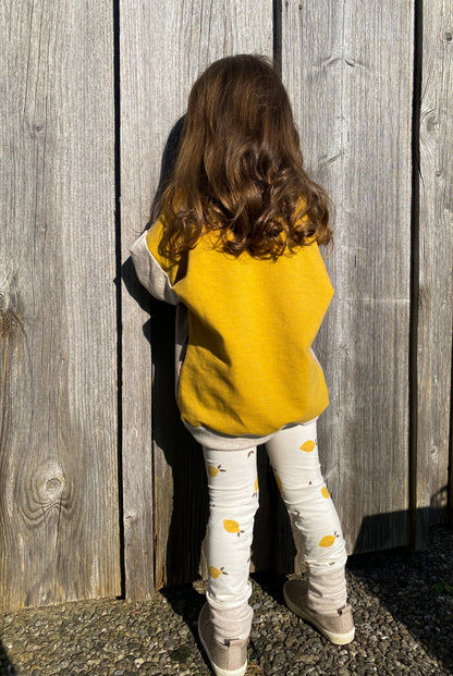 Oversized Sweater | Applikation Zitrone | Color Blocking