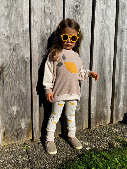 Oversized Sweater | Applikation Zitrone | Color Blocking