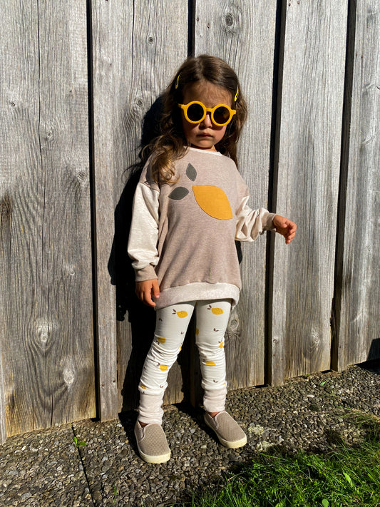 Oversized Sweater | Applikation Zitrone | Color Blocking