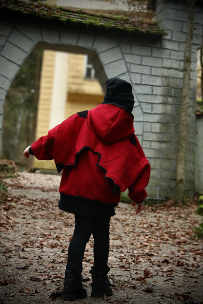 Oversized Windbreaker | Feuerdrache | 100% Schurwolle