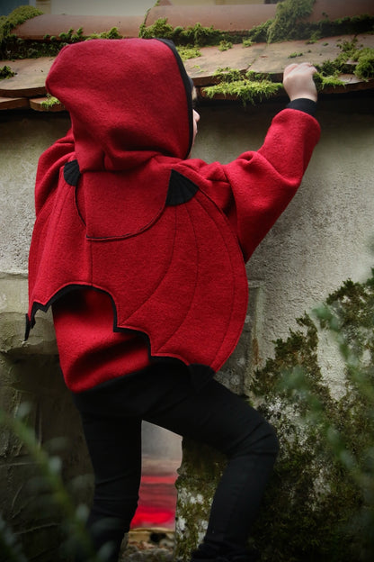 Oversized Windbreaker | Feuerdrache | 100% Schurwolle