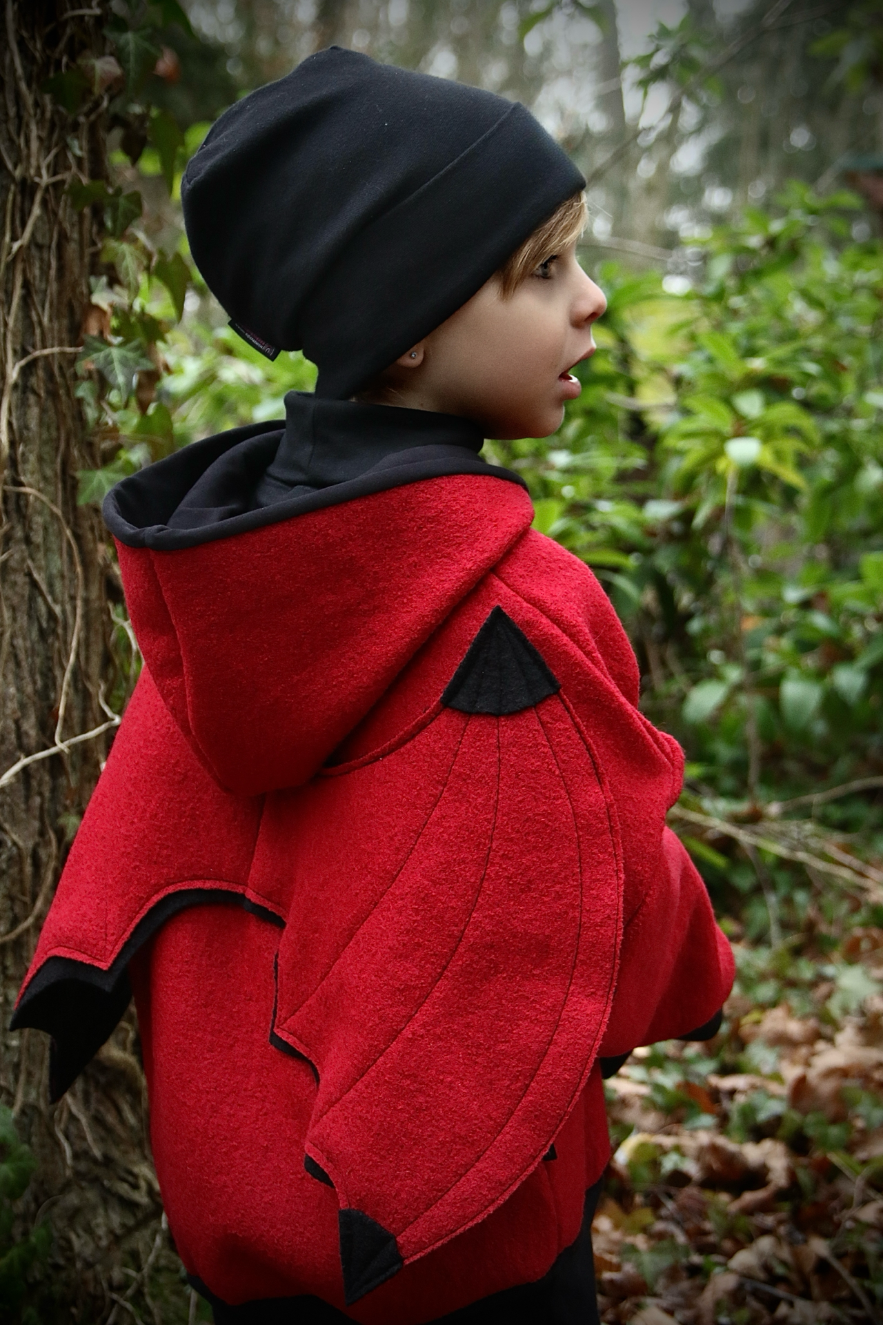 Oversized Windbreaker | Feuerdrache | 100% Schurwolle