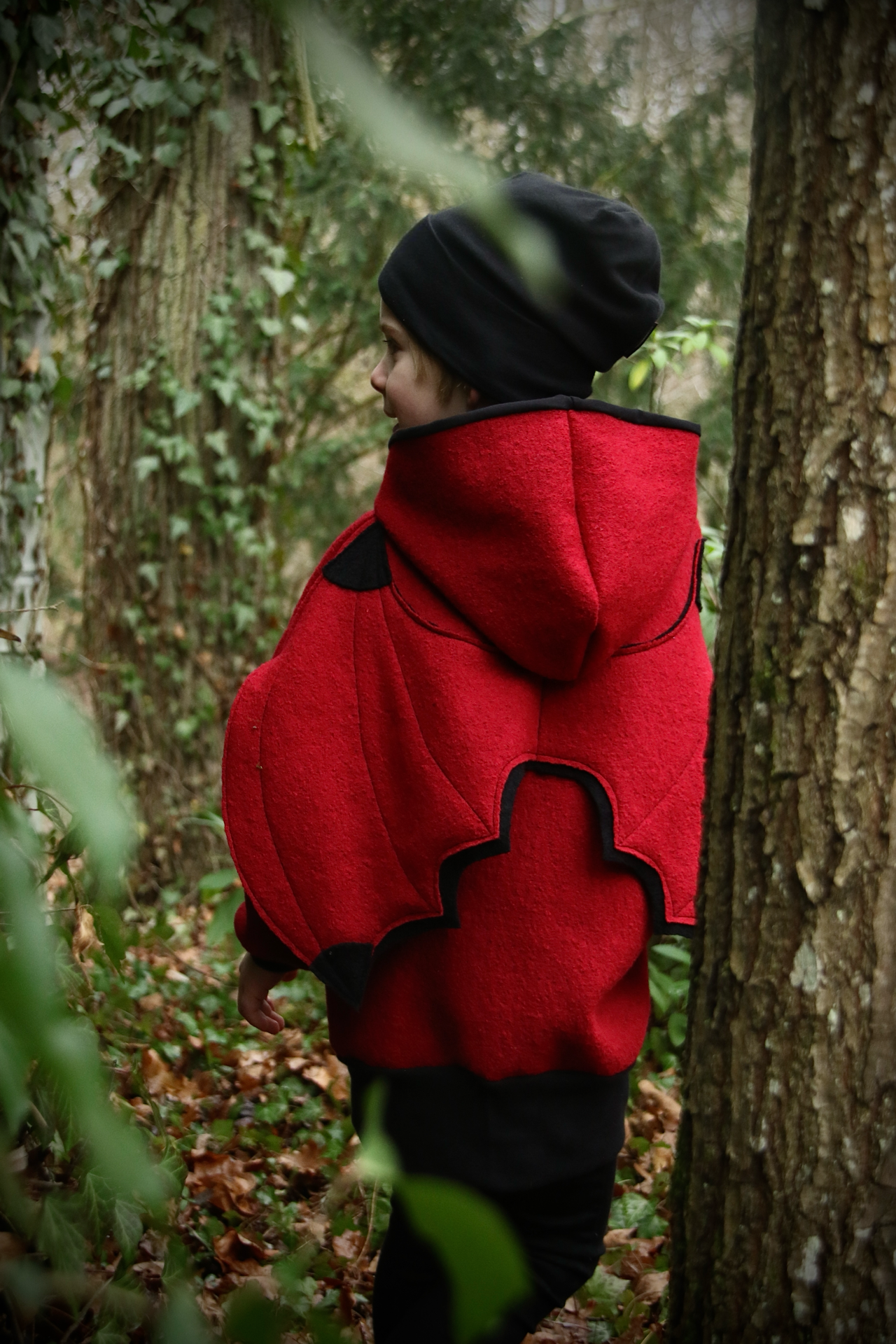 Oversized Windbreaker | Feuerdrache | 100% Schurwolle