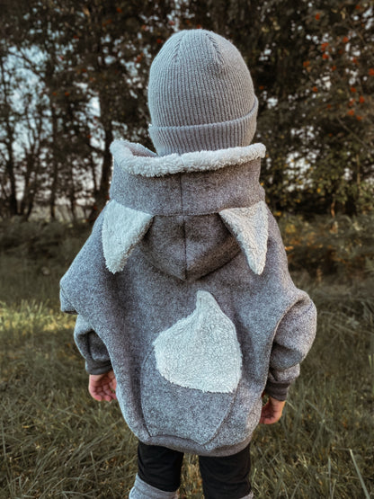 Oversized Windbreaker | Wolf | 100% Schurwolle Schafwolle