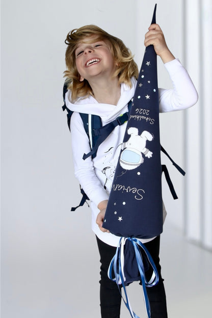 Musselin Schultüte für Jungen 70 cm | Astronaut | Kissen Inlett