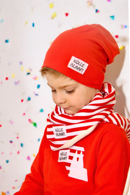 KÖLLE ALAAF! Jecke Beanie | Beanie Used-Look Label | Dreieckloop | Karneval