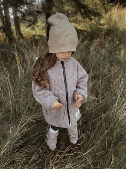 Oversized Walkjacke | Rehkitz | 100% Schurwolle