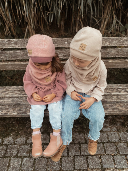 Dein Design | Wintermütze Baumwollfleece Kuschelloop | Used-Look & Leder Label | Dreieckloop