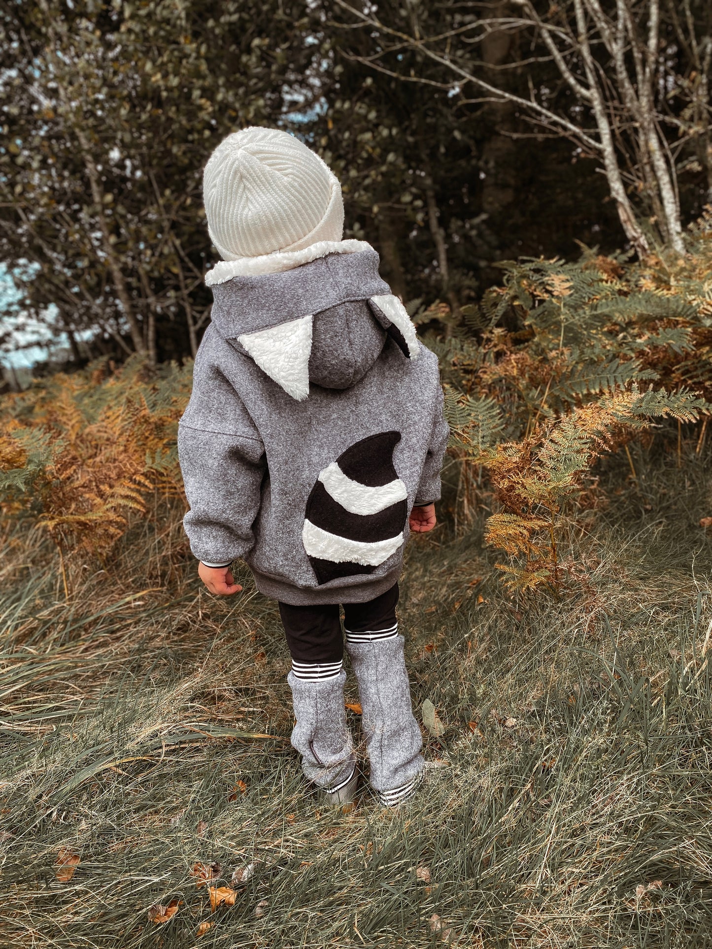 Oversized Windbreaker | Waschbär | 100% Schurwolle Schafwolle
