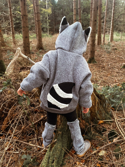 Oversized Windbreaker | Waschbär | 100% Schurwolle Schafwolle