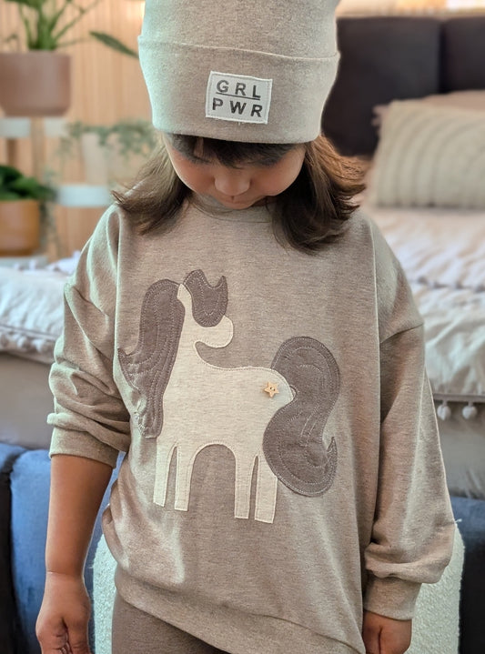 Oversized Sweater | Applikation | Pferd