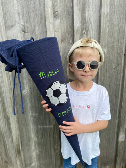 Musselin Schultüte 70 cm | Fußball | Kissen Inlett