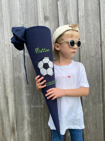 Musselin Schultüte 70 cm | Fußball | Kissen Inlett