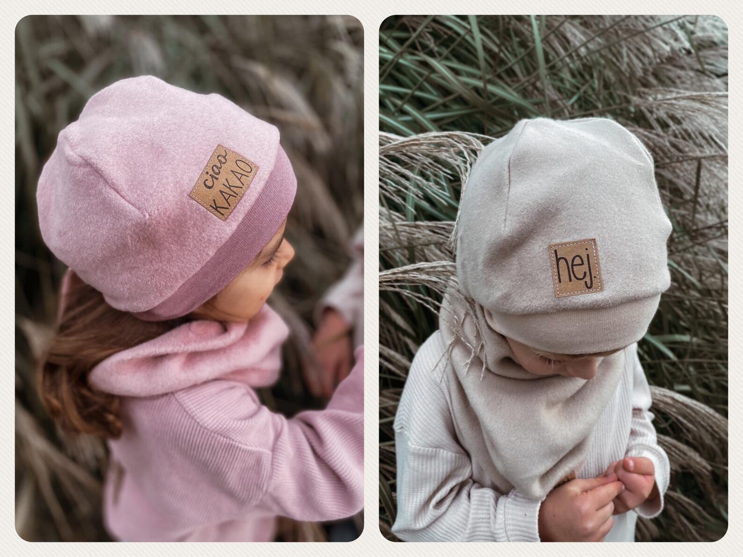 Dein Design | Wintermütze Baumwollfleece Kuschelloop | Used-Look & Leder Label | Dreieckloop