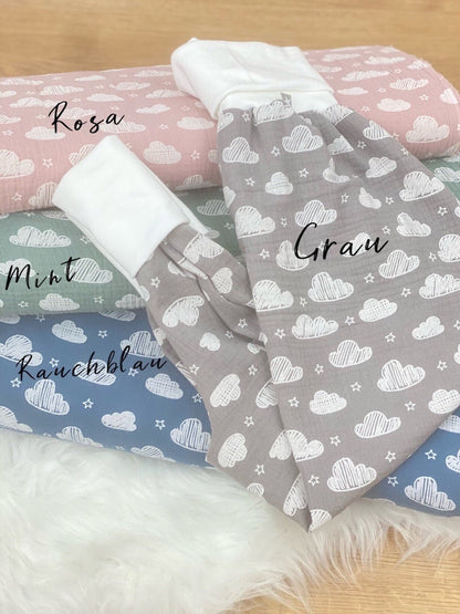 Sommer Schlafsack mit Beinen | Musselin Wolken