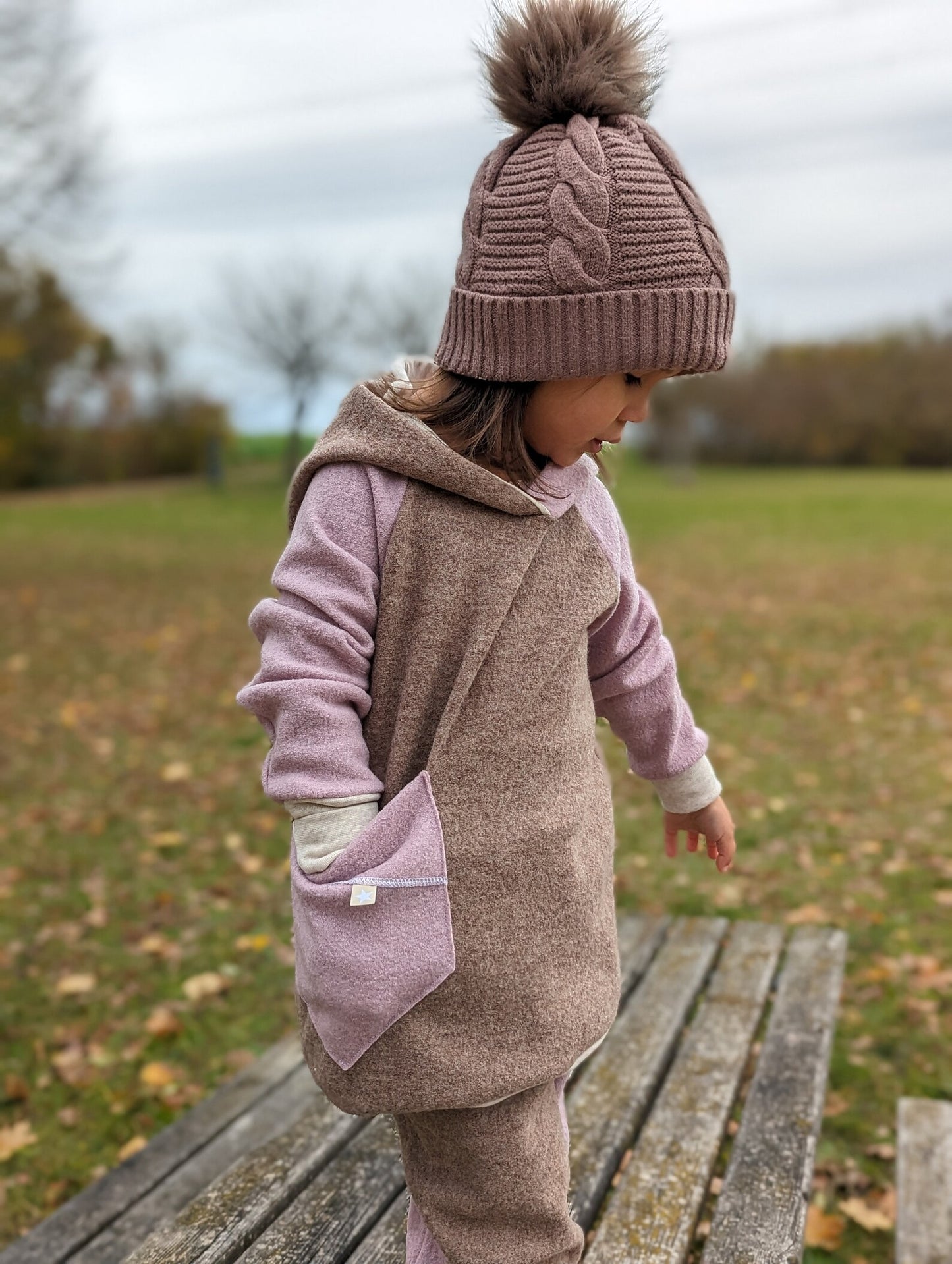 Wollwalk Hoodie| Colorblocking | 100% Schurwolle Schafwolle