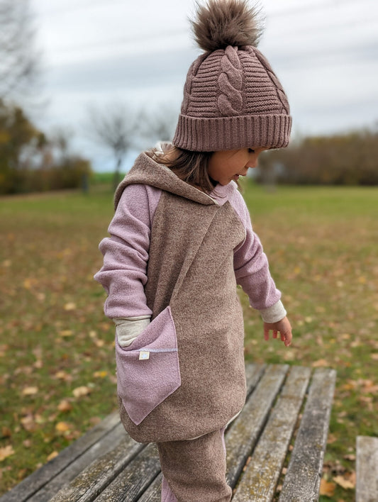 Wollwalk Hoodie| Colorblocking | 100% Schurwolle Schafwolle