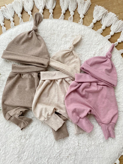 Dein Design | Basic Set | Pumphosen für Babys & Knotenmütze| Melierte Farben