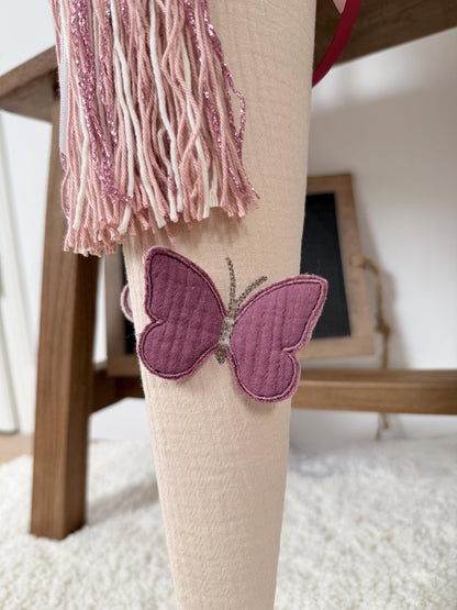 Musselin Schultüte 70 cm Vintage Design, Boho | Blumenkranz Einhorn mit Schmetterlingen | Mädchen | Einschulung