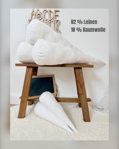 Musselin Schultüte 70 cm Mint, Rosa Herzen, Hund, Welpe zur Einschulung für Mädchen, optional mit Pompon-Tüllschleife und Kisseninlett