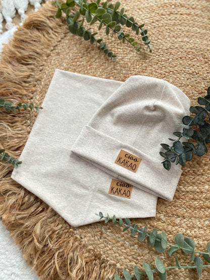 Dein Design | Hipster Beanie |  Used-Look & Leder Label | Dreieckloop | Melierte Farben