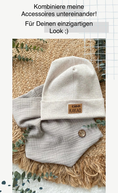 Dein Design | Hipster Beanie |  Used-Look & Leder Label | Dreieckloop | Melierte Farben