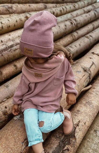 Dein Design | Wintermütze Baumwollfleece Kuschelloop | Used-Look & Leder Label | Dreieckloop