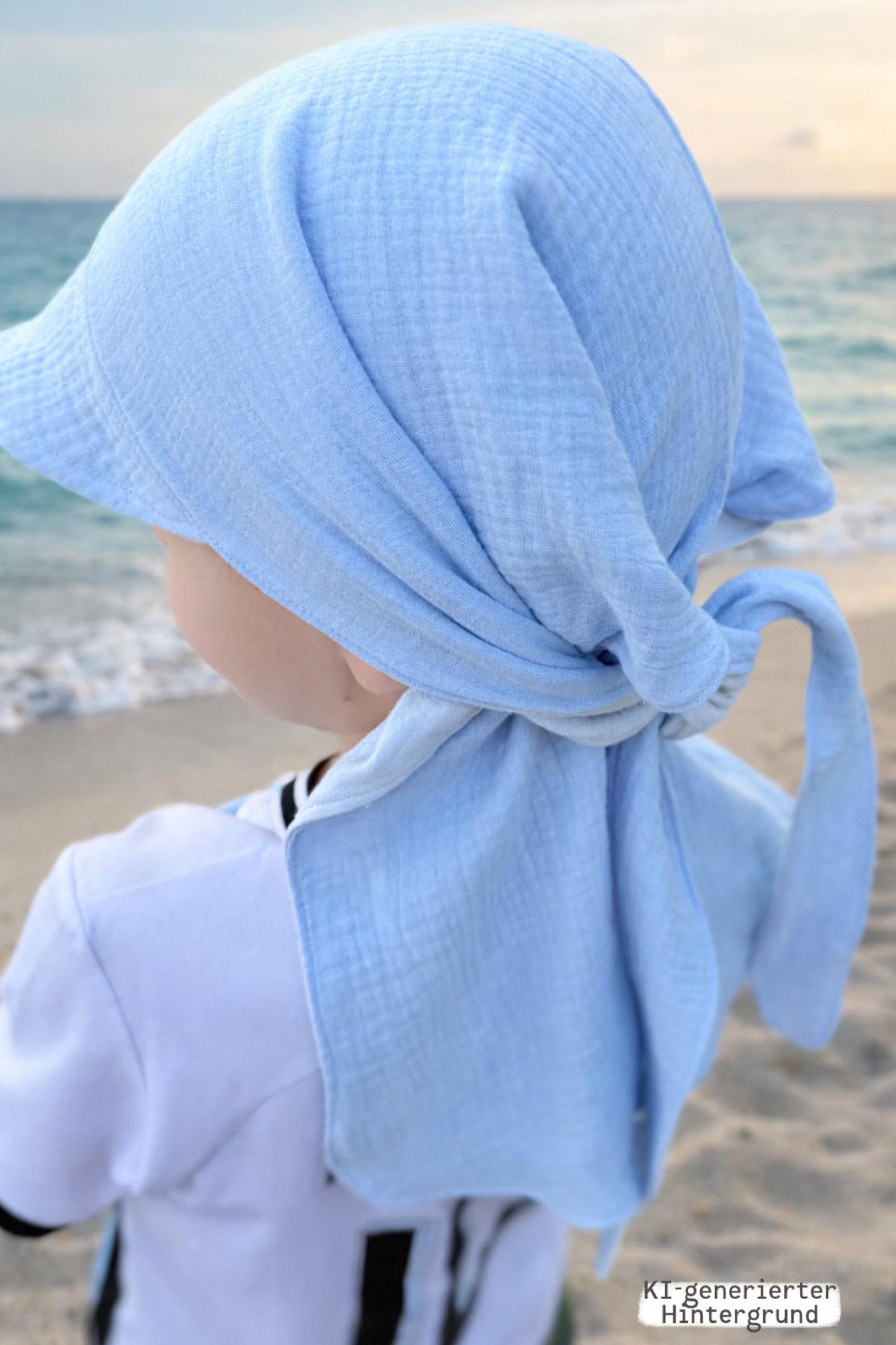Musselin Bandana Kopftuch für Baby & Kinder | Sonnenschutz | Sonnenhut XL Nackenschutz