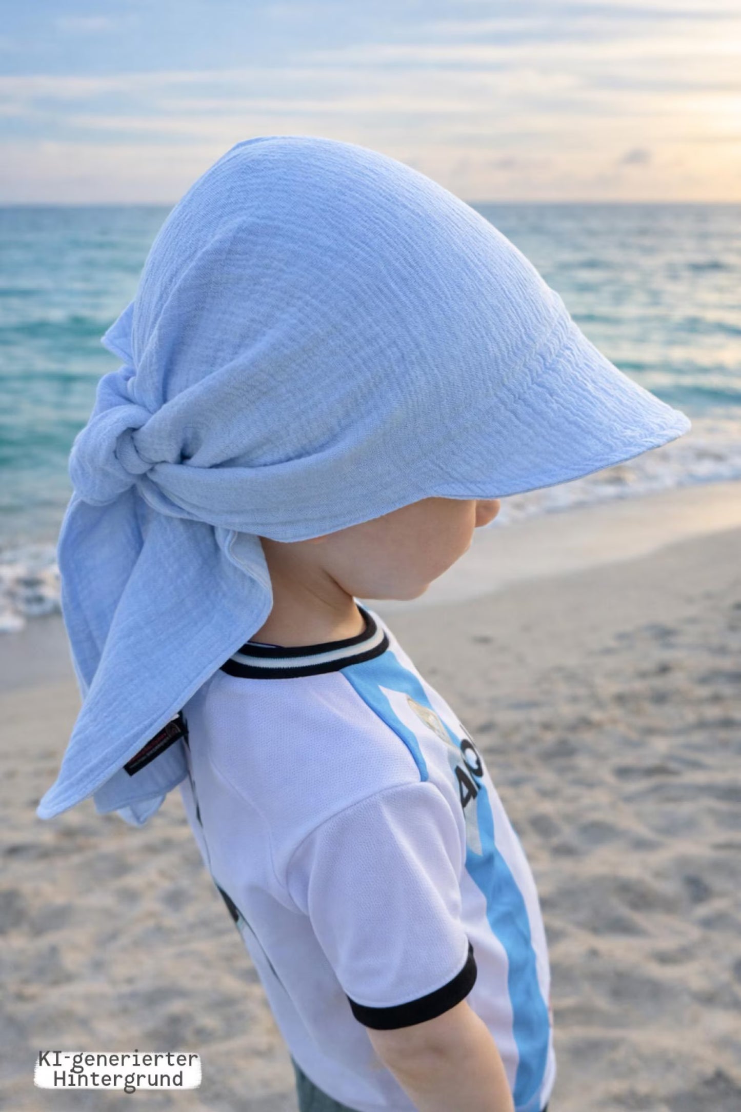 Musselin Bandana Kopftuch für Baby & Kinder | Sonnenschutz | Sonnenhut XL Nackenschutz