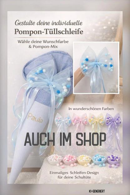 Basic Musselin Schultüte 70 cm, viele Unifarben, personalisiert - optinal mit Inlett-Kissen