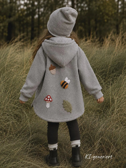 Oversized Wollwalk-Jacke Wäldchen für Kinder, Walkjacke mit individuellen Applikation