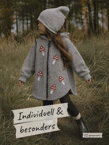 Oversized Wollwalk-Jacke Wäldchen für Kinder, Walkjacke mit individuellen Applikation
