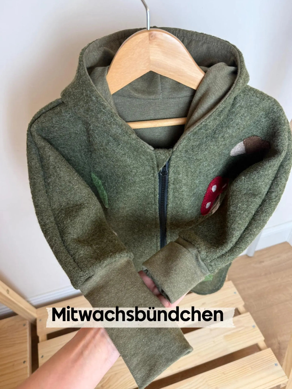 Oversized Wollwalk-Jacke Wäldchen für Kinder, Walkjacke mit individuellen Applikation