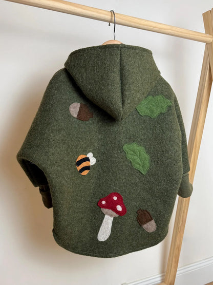 Oversized Wollwalk-Jacke Wäldchen für Kinder, Walkjacke mit individuellen Applikation