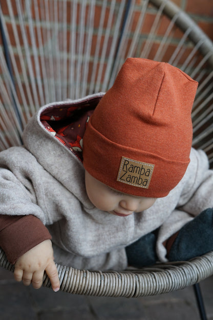 Dein Design | Hipster Beanie |  Used-Look & Leder Label | Dreieckloop | Melierte Farben