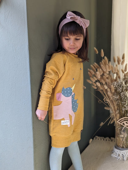 Dein Design | Sweatkleid  | Einhorn Applikation